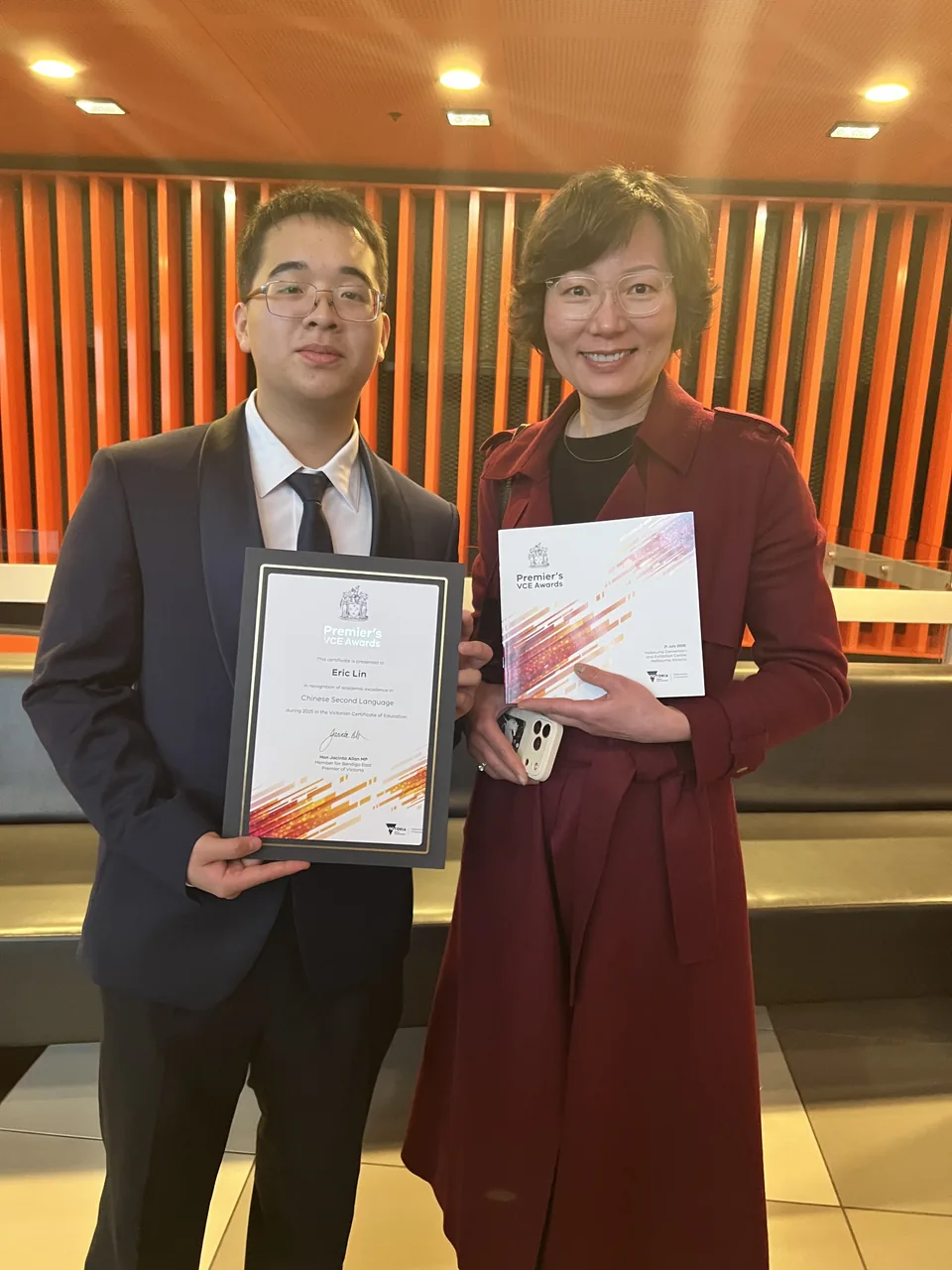 Celebrating Eric Lin’s achievement in VCE Chinese
